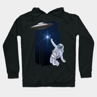 Ufo alien funny cute flying spaceship astronaut moon mars cosmic forest Hoodie